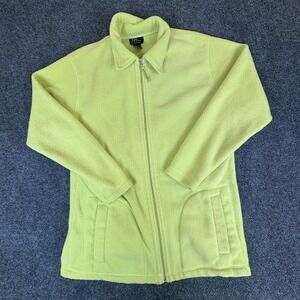 New York & Company Fleece Jacket Women Medium Yellow Long Sleeve Full Zip Winter
